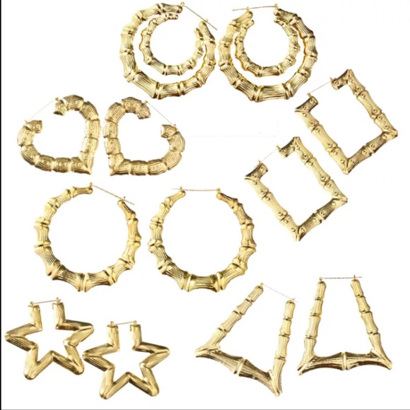 O No gold bamboo earrings - Picture 3 of 3